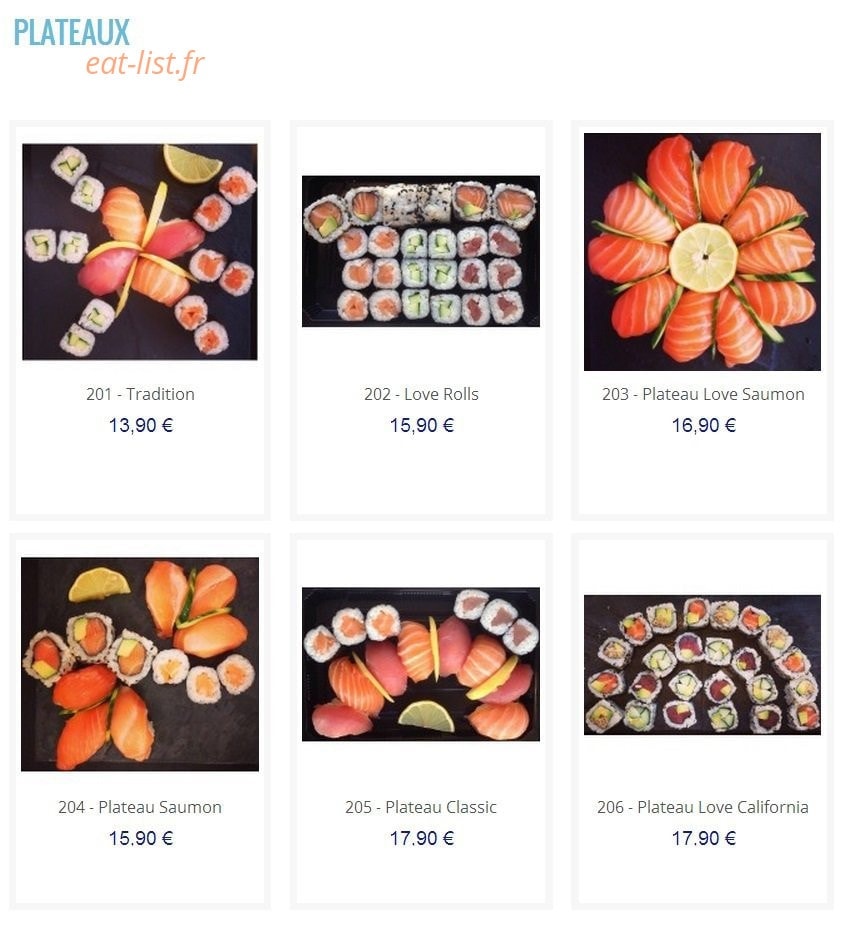 Love sushi — carte page 1
