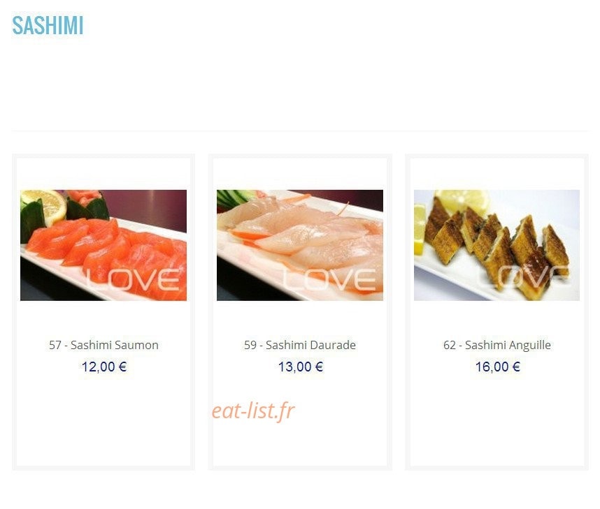 Love sushi — carte page 16