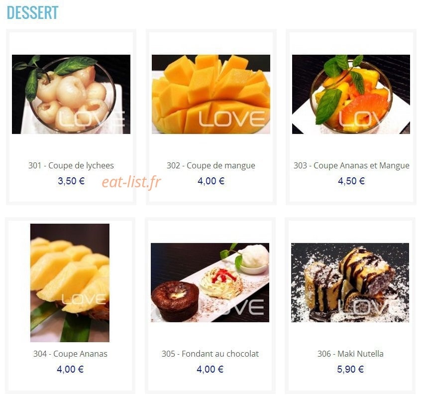 Love sushi — carte page 34