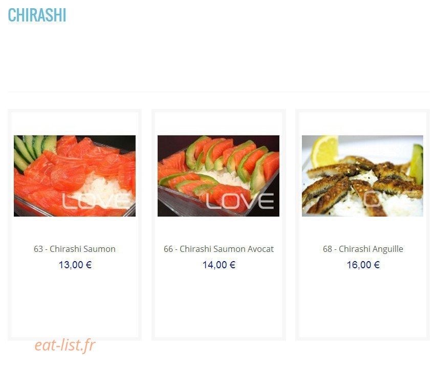Love sushi — carte page 17