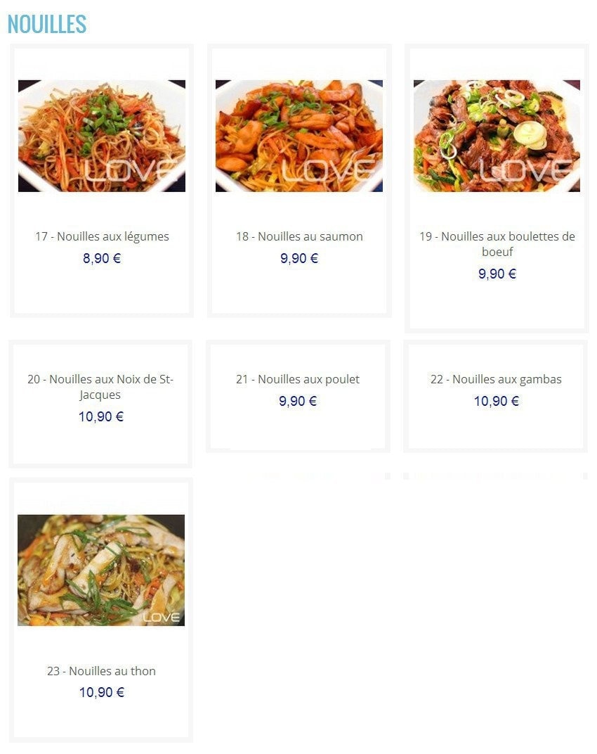 Love sushi — carte page 28