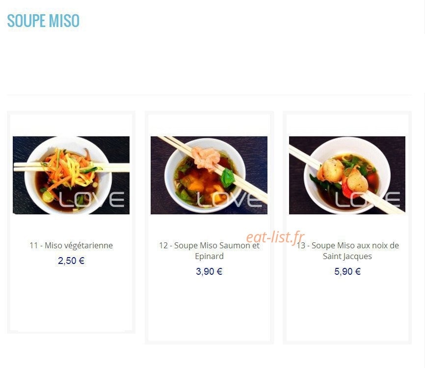 Love sushi — carte page 29
