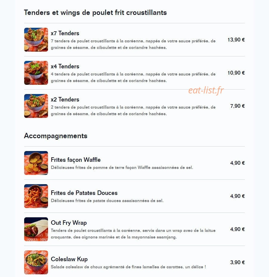Out Fry — carte page 3