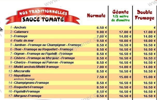 Pépé pizza — carte page 1