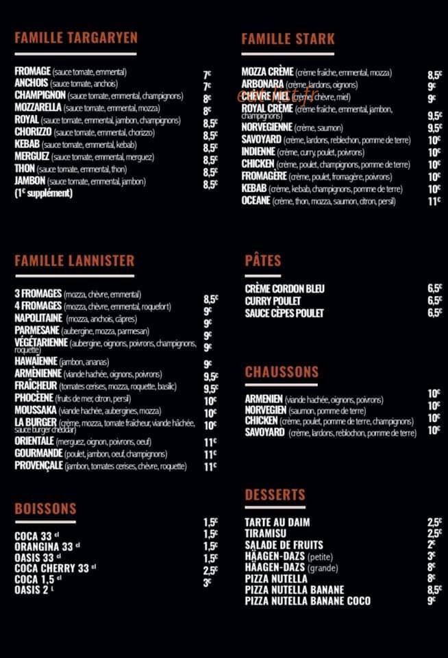 Thrones Of Pizza — carte page 2