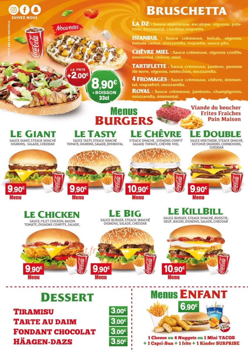 Billy Pasta — carte page 2
