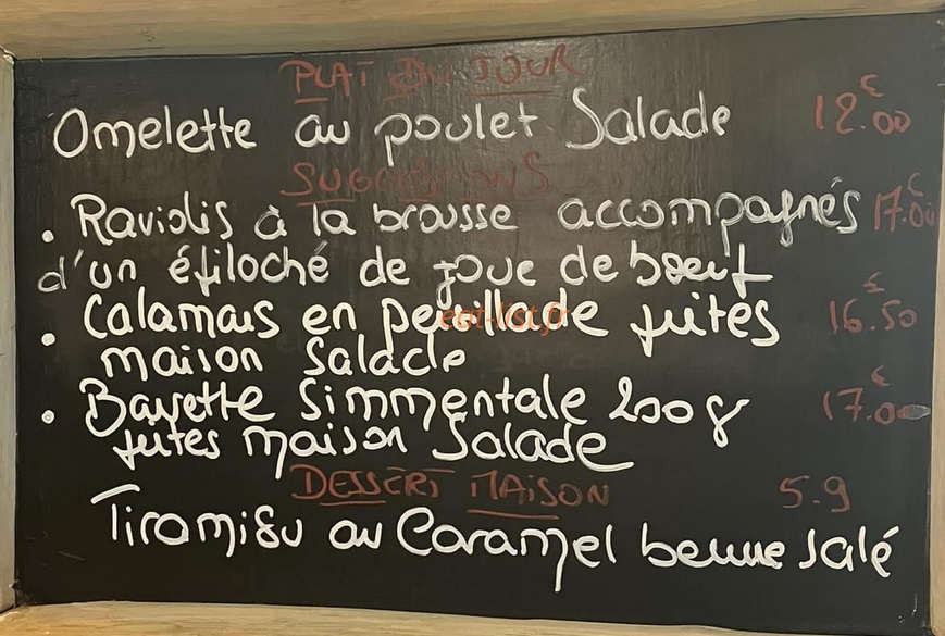 Carte et menu de Brasserie au coeur du 17 à Marseille 10 — Exemple de menu