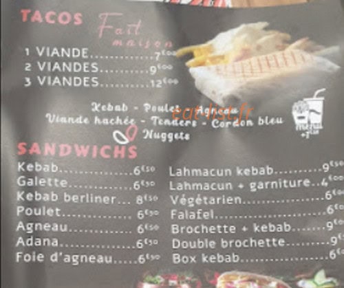 Dürüm Kebab La Capelette — carte page 1