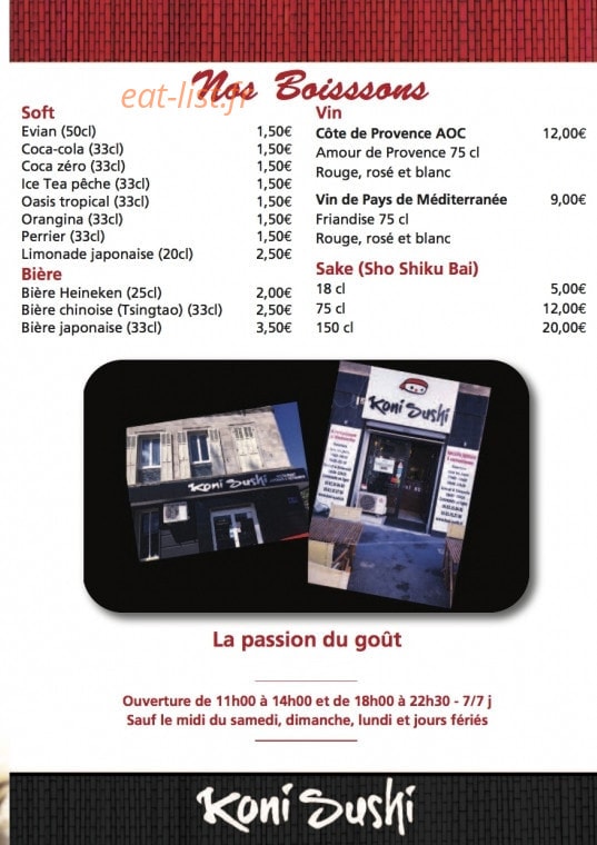 Koni Sushi — carte page 6