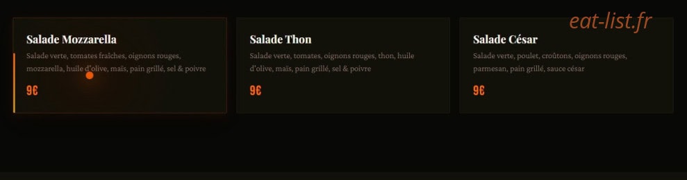 Carte et menu de La grillade de l'Huveaune à Marseille 10 — Salades