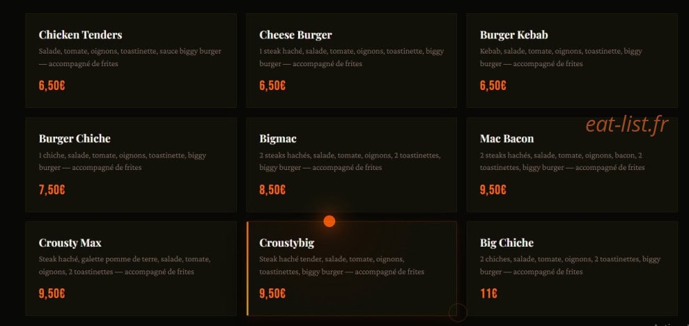 Carte et menu de La grillade de l'Huveaune à Marseille 10 — Burgers