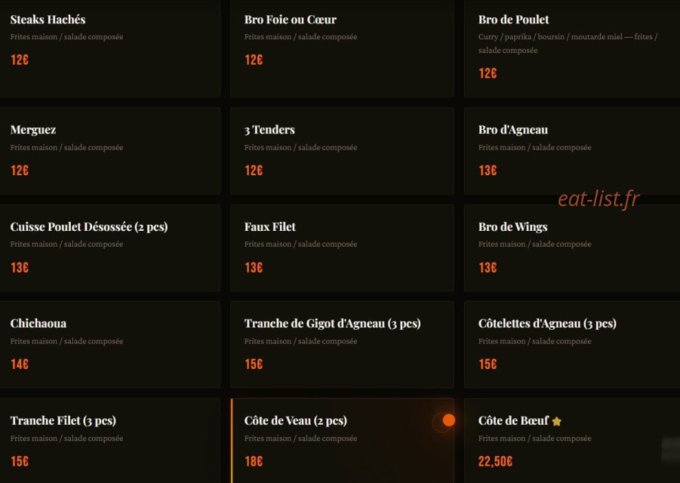 Carte et menu de La grillade de l'Huveaune à Marseille 10 — Barbecue et grill