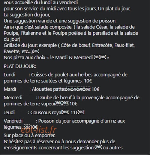La Tonnelle — carte page 1