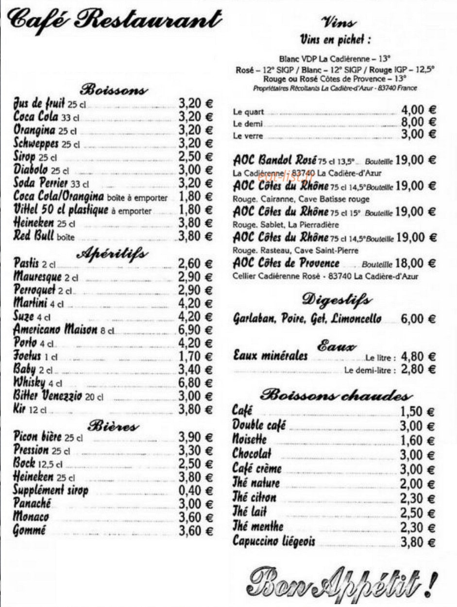 O'Café - Café Ford — carte page 1