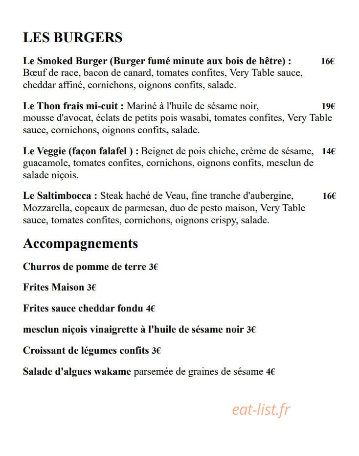 O Very Table — carte page 3