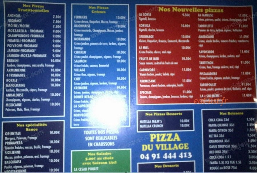 Pizza du Village — carte page 2