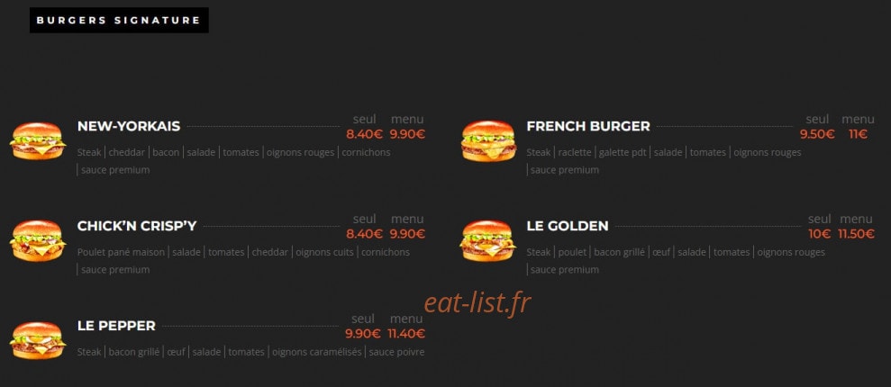 Regal Food's — carte page 1