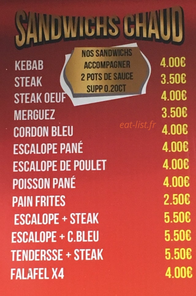 Snack Nour — carte page 1