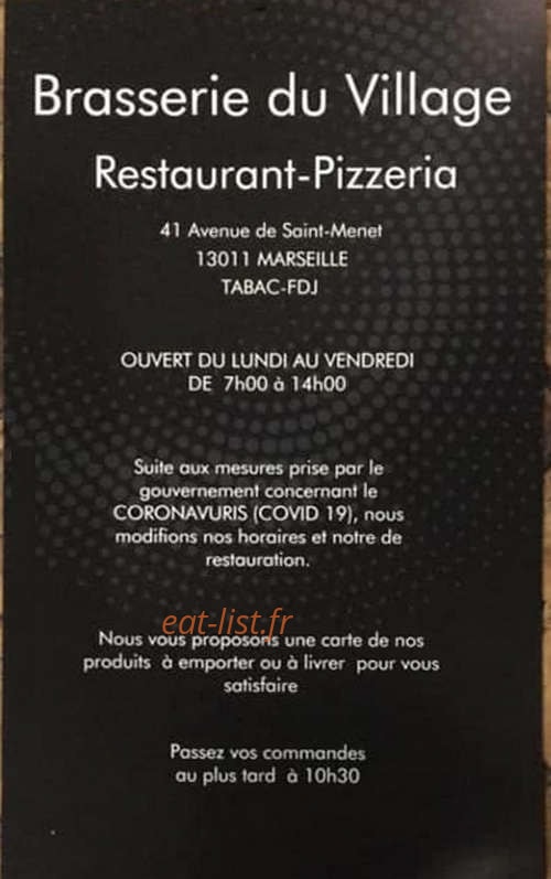 Brasserie du Village — carte page 1