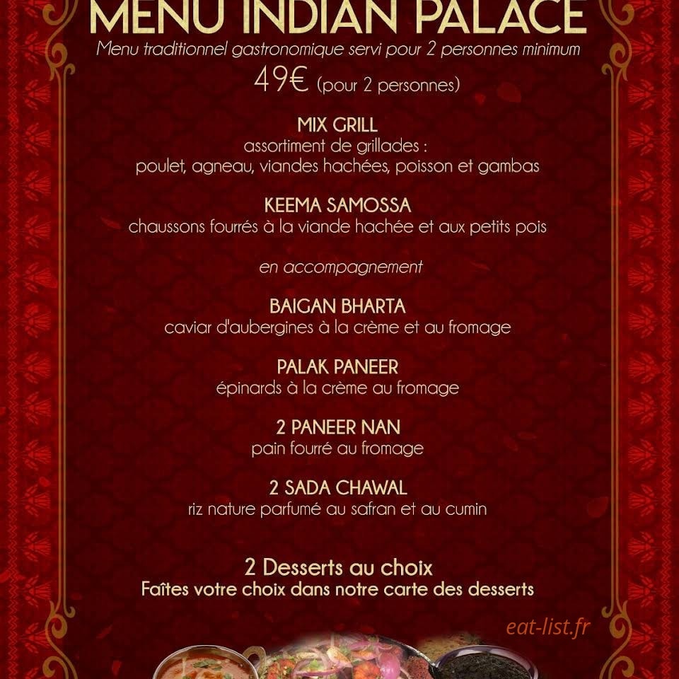 Indian palace — carte page 2