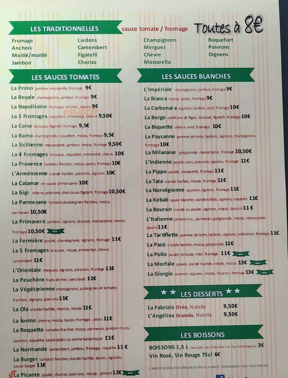 Iovino Pizza — carte page 1