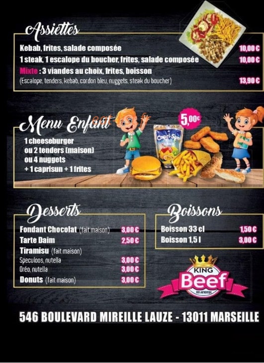 King beef — carte page 4