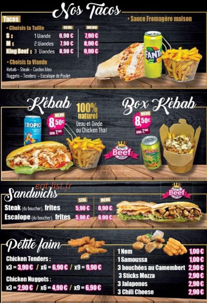 King beef — carte page 3