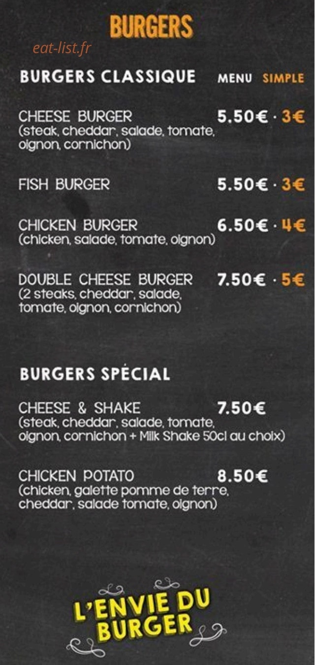 L'envie du burger — carte page 3
