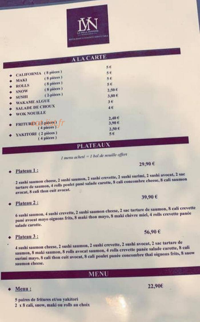 La Villa Nippone — carte page 1