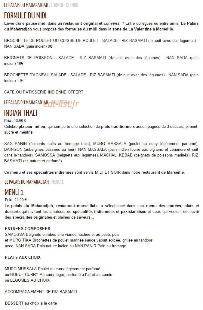 Le Palais Du Maharadjah — carte page 3