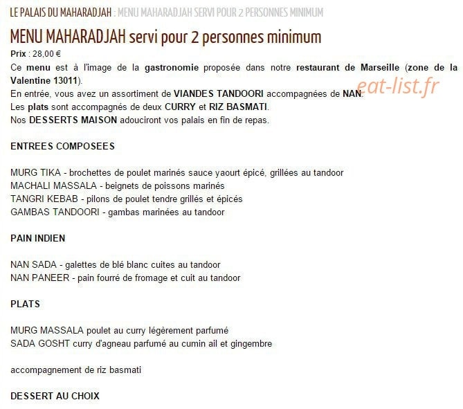 Le Palais Du Maharadjah — carte page 5