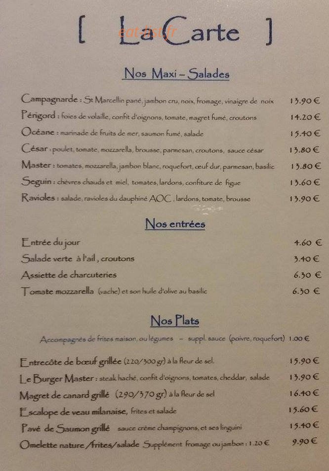 Master café — carte page 2
