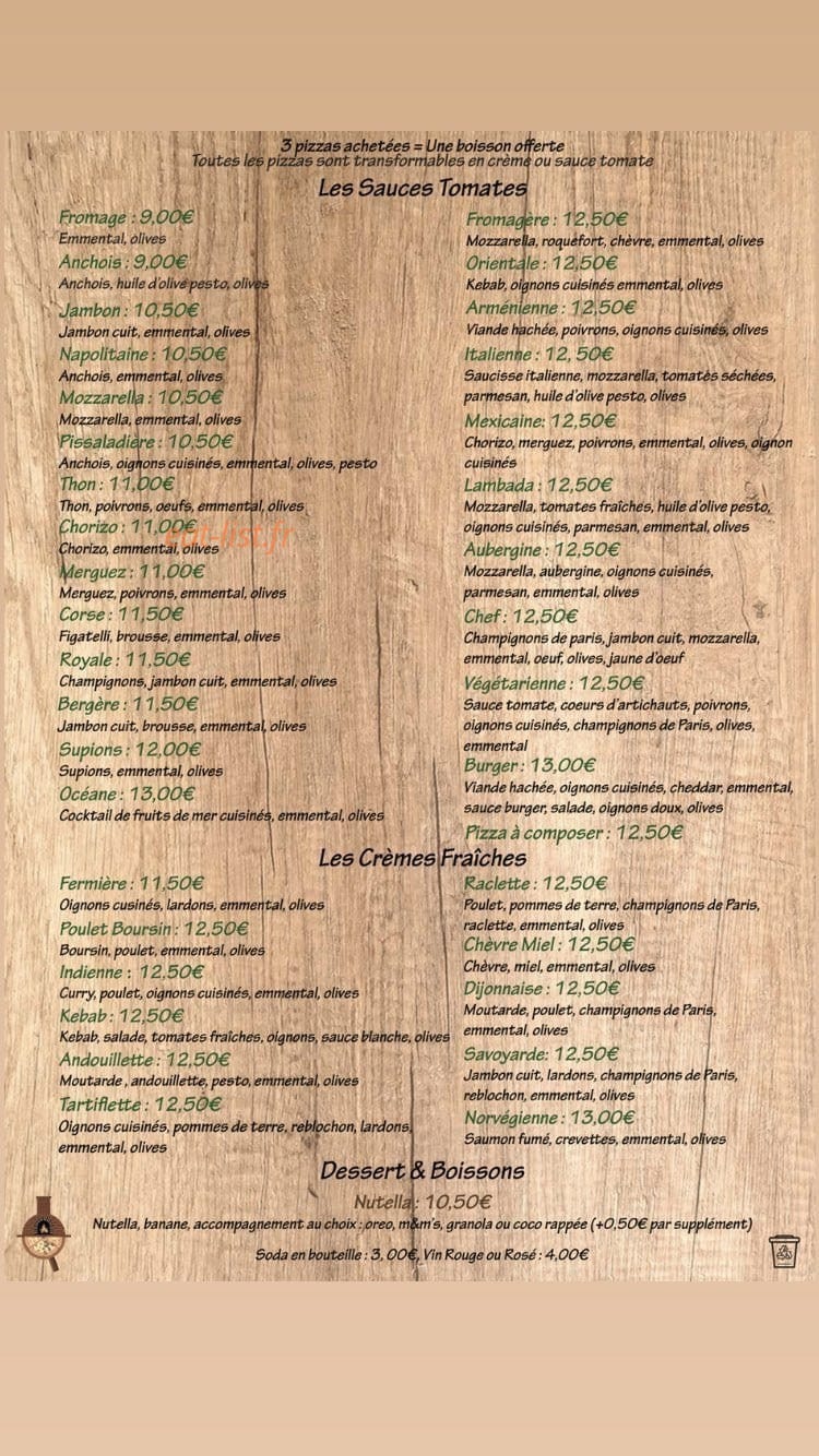 Pizza des collines du Garlaban — carte page 1