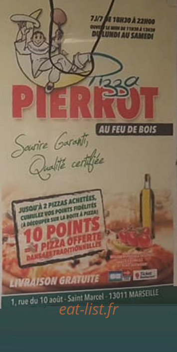 Pizza Pierrot — carte page 1