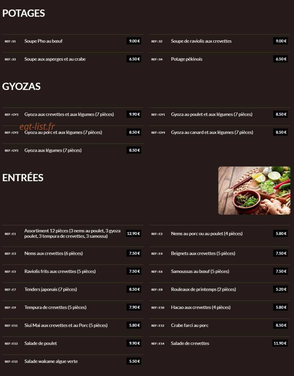 Restaurant Le Pacifique La Pomme — carte page 1