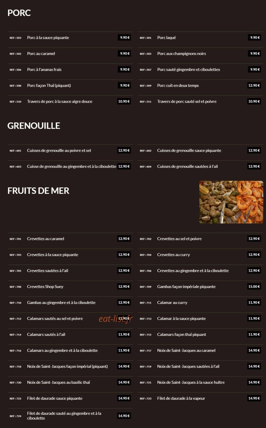 Restaurant Le Pacifique La Pomme — carte page 4