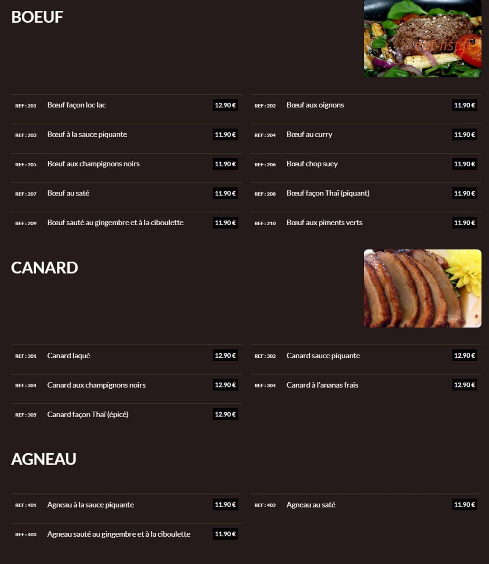 Restaurant Le Pacifique La Pomme — carte page 3