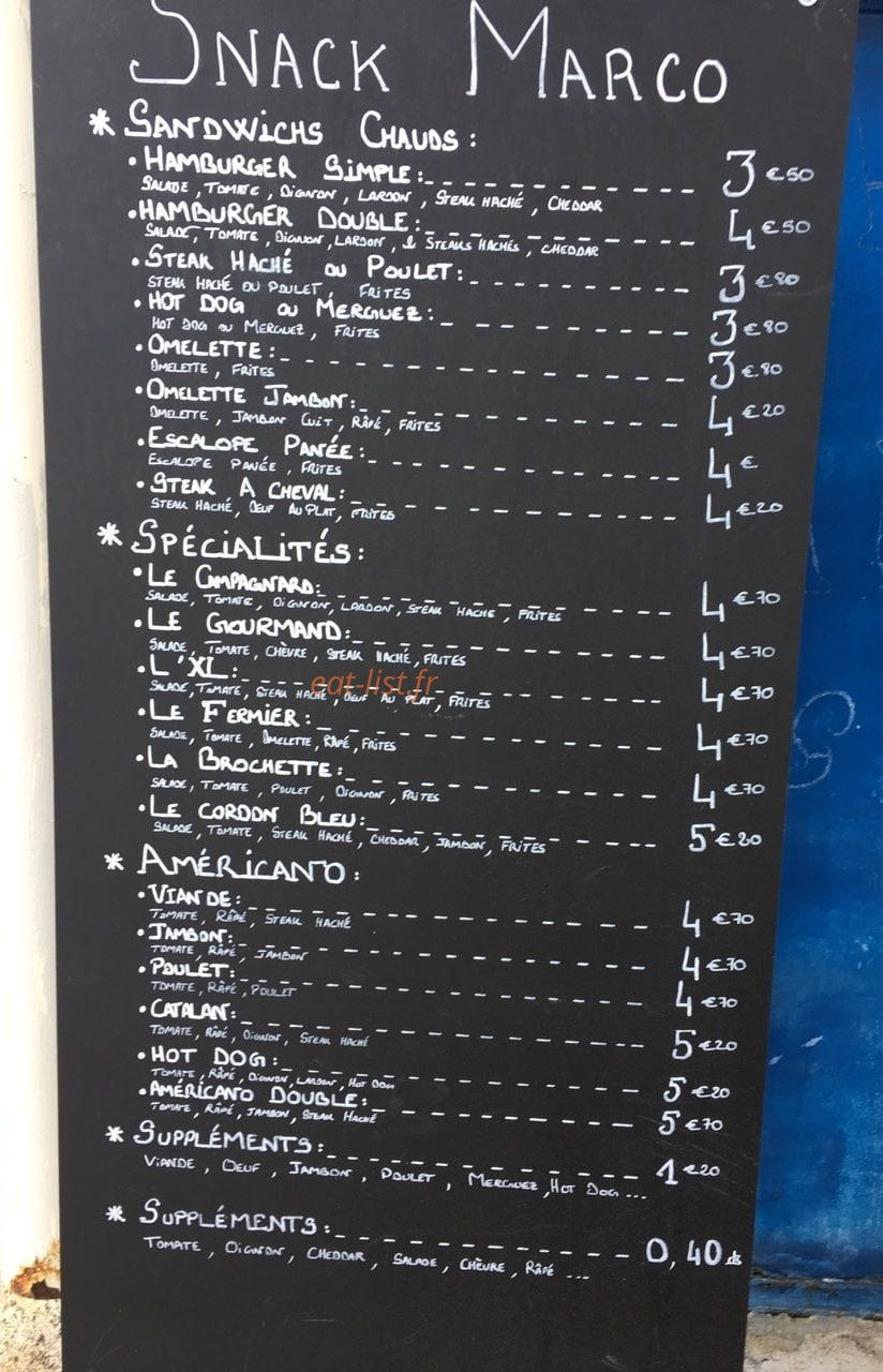 Snack Chez Marco — carte page 2