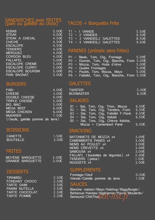 Snack McKaren — carte page 2