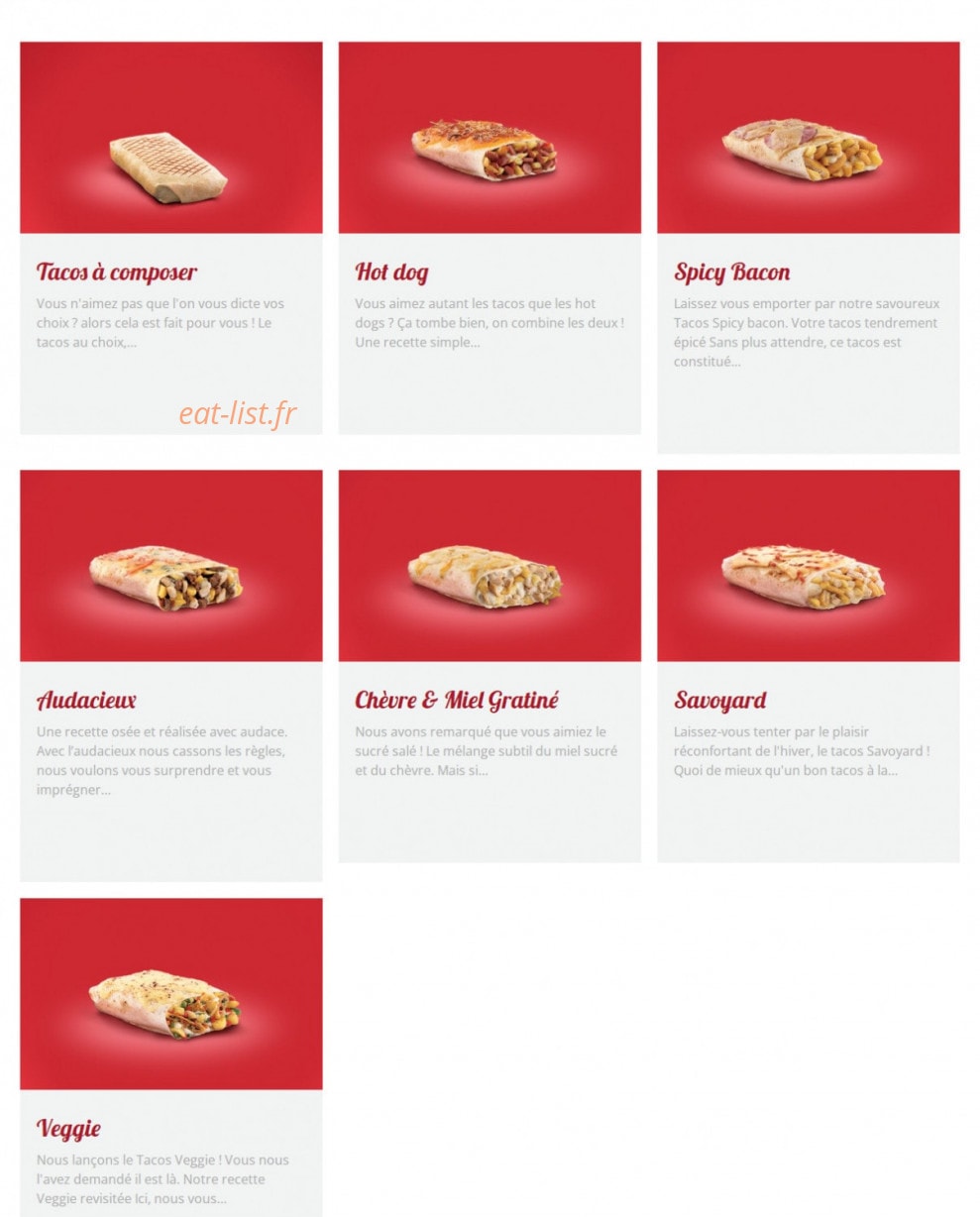 Tacos Avenue — carte page 1