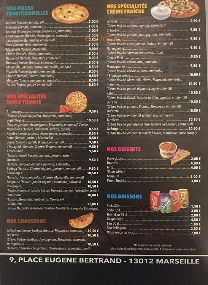 La Caverne a Pizza — carte page 3