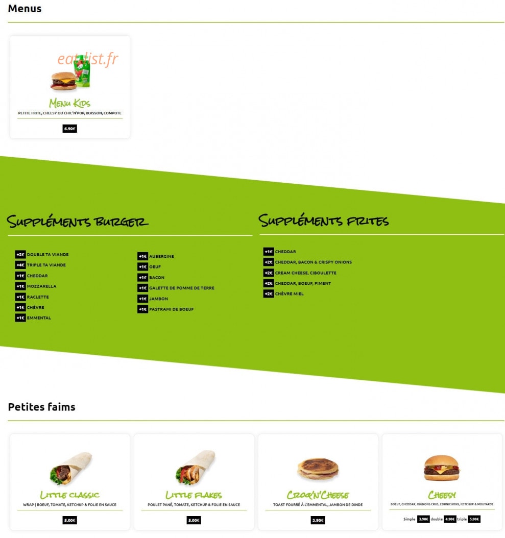La Folie du Burger — carte page 2