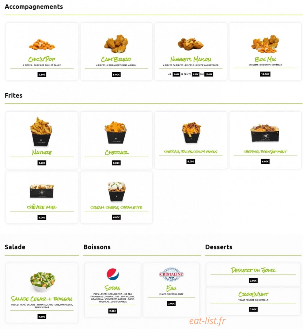 La Folie du Burger — carte page 3