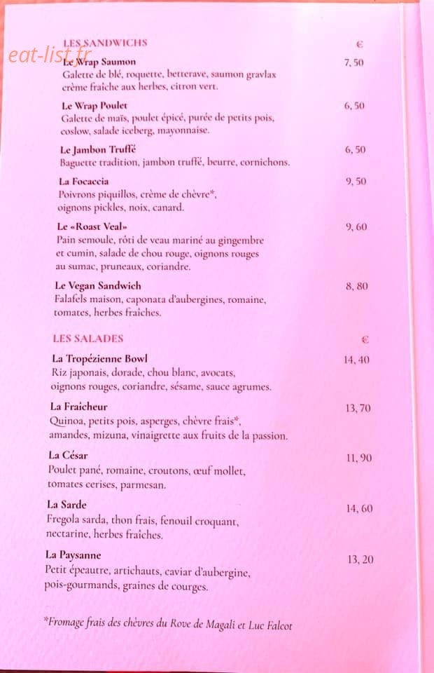 La Tarte Tropezienne — carte page 2