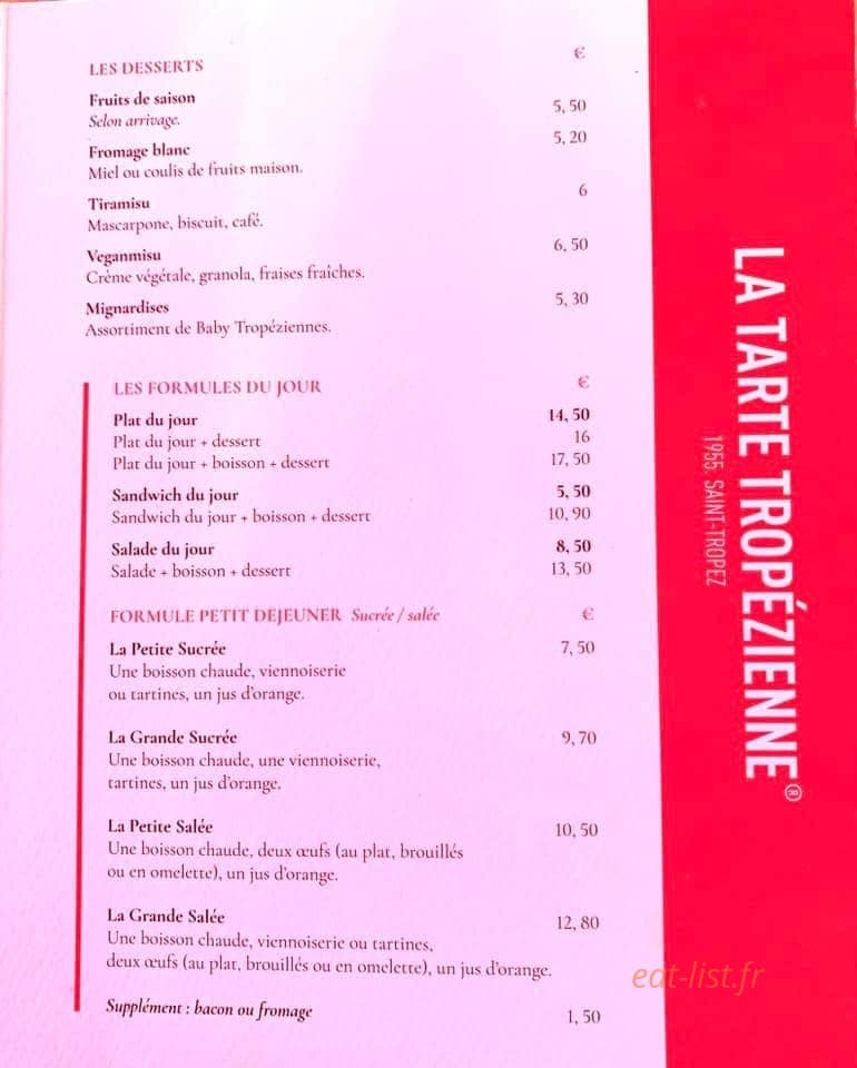 La Tarte Tropezienne — carte page 1