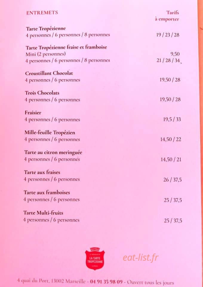 La Tarte Tropezienne — carte page 3