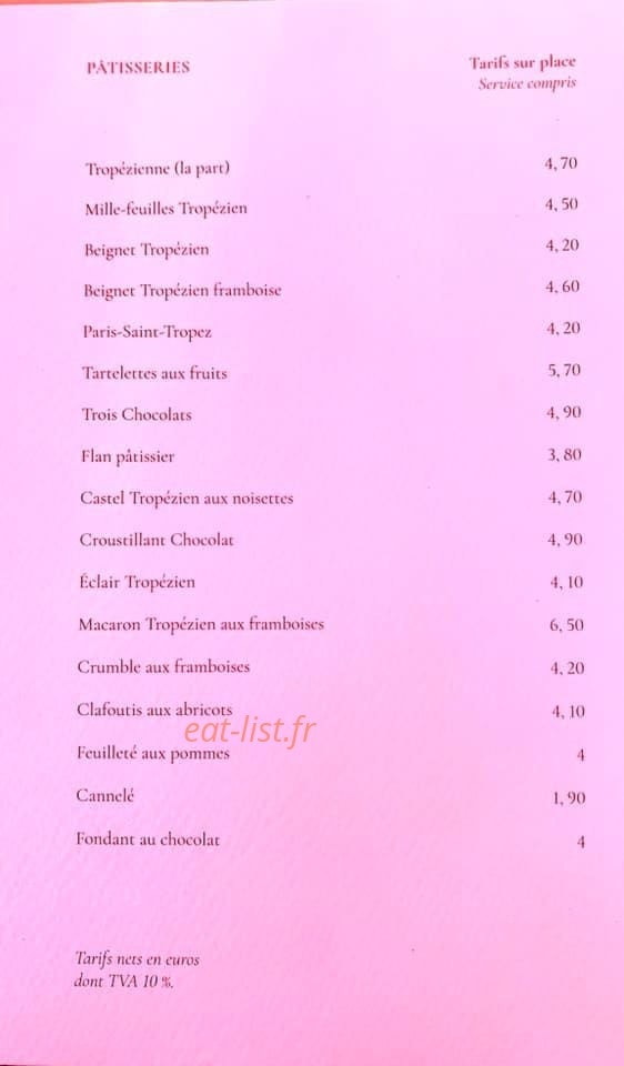 La Tarte Tropezienne — carte page 4