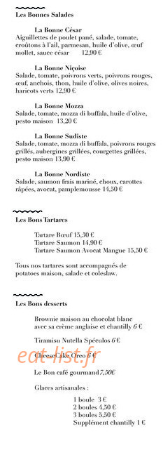 Le Bon Burger — carte page 2