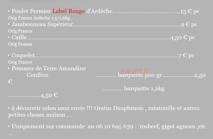 Le Rôtisseur — carte page 1