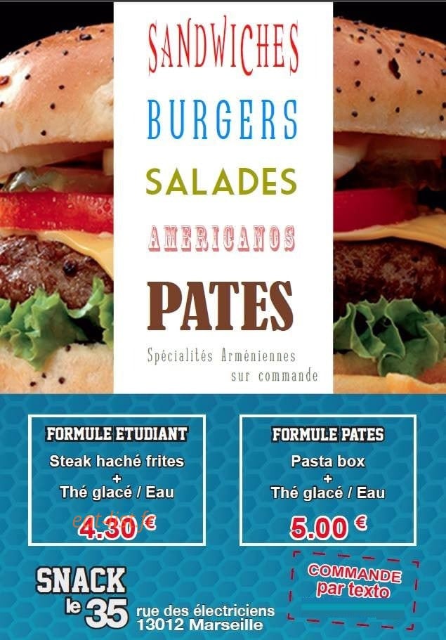 Snack Le 35 — carte page 1